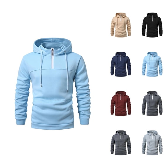 Essentials Hoodies for Men 2025 Fall Winter Long Sleeve Half Zipper Hooded Sweatshirt with Pockets Pullover Hoody