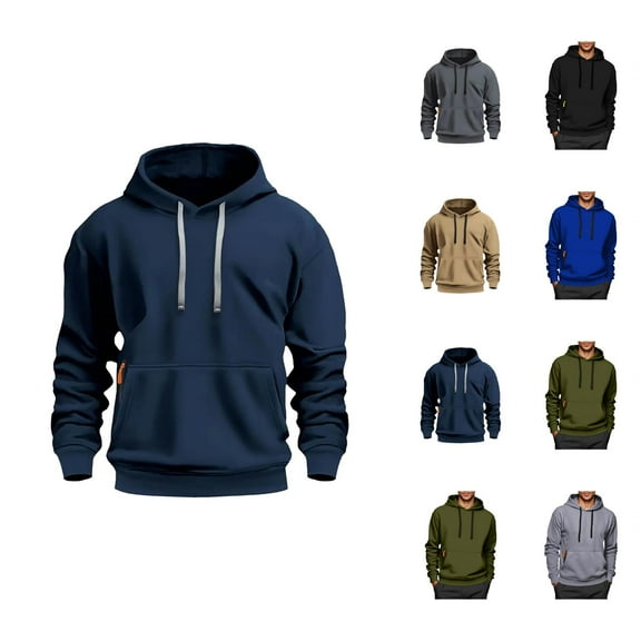 Essentials Hoodies for Men 2025 Fall Winter Long Sleeve Plain Hooded Sweatshirt with Pockets Pullover Hoody