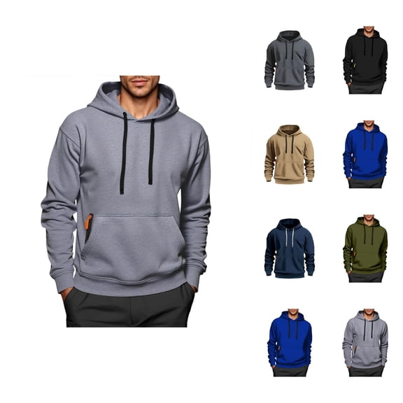 Essentials Hoodies for Men 2025 Fall Winter Long Sleeve Plain Hooded Sweatshirt with Pockets Pullover Hoody