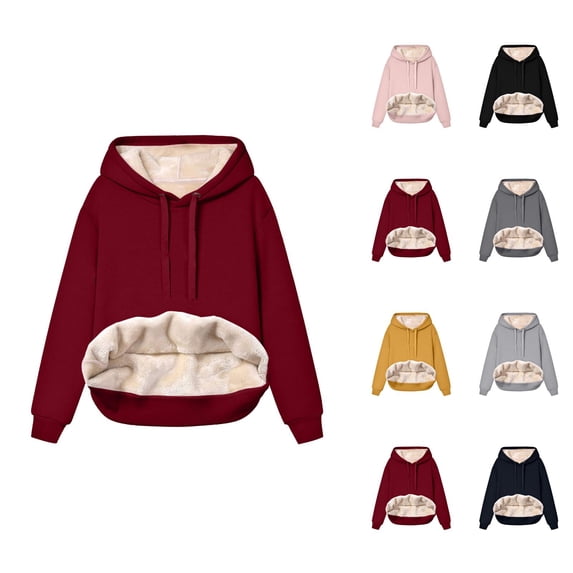 Essentials Hoodies for Women 2025 Fall Winter Lined Plain Hoodie with Pockets Hooded Sweatshirt Women Pullover