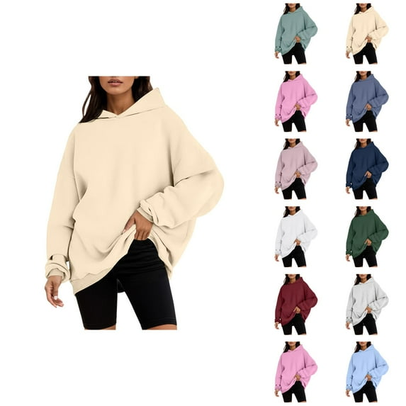 Essentials Hoodies for Women 2025 Fall Winter Long Sleeve Plain Oversized Hoodie Hooded Sweatshirt Women Pullover