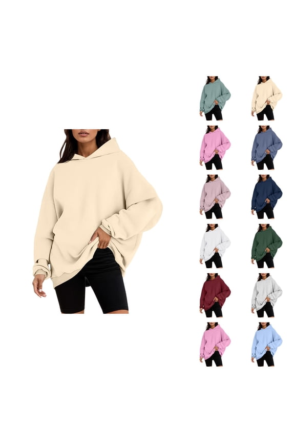 Essentials Hoodies for Women 2025 Fall Winter Long Sleeve Plain Oversized Hoodie Hooded Sweatshirt Women Pullover