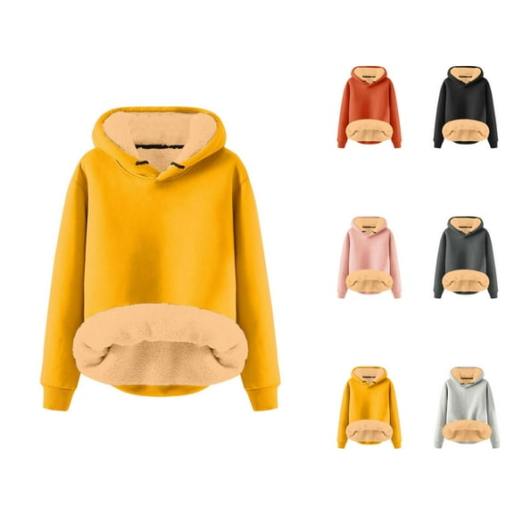 Essentials Hoodies for Women 2025 Fall Winter Thickened Lined Plain Hoodie Hooded Sweatshirt Women Pullover
