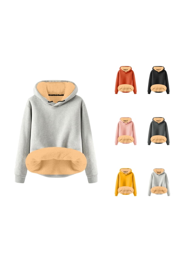 Essentials Hoodies for Women 2025 Fall Winter Thickened Lined Plain Hoodie Hooded Sweatshirt Women Pullover