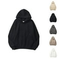 thumbnail image 1 of Essentials Hoodies for Women 2025 Long Sleeve Drop Shoulder Basic Hoodie with Pockets Hooded Sweatshirt Women Pullover, 1 of 7