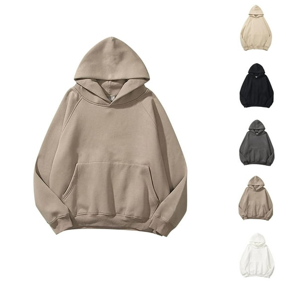 Essentials Hoodies for Women 2025 Long Sleeve Drop Shoulder Basic Hoodie with Pockets Hooded Sweatshirt Women Pullover