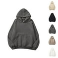 thumbnail image 1 of Essentials Hoodies for Women 2025 Long Sleeve Drop Shoulder Basic Hoodie with Pockets Hooded Sweatshirt Women Pullover, 1 of 7