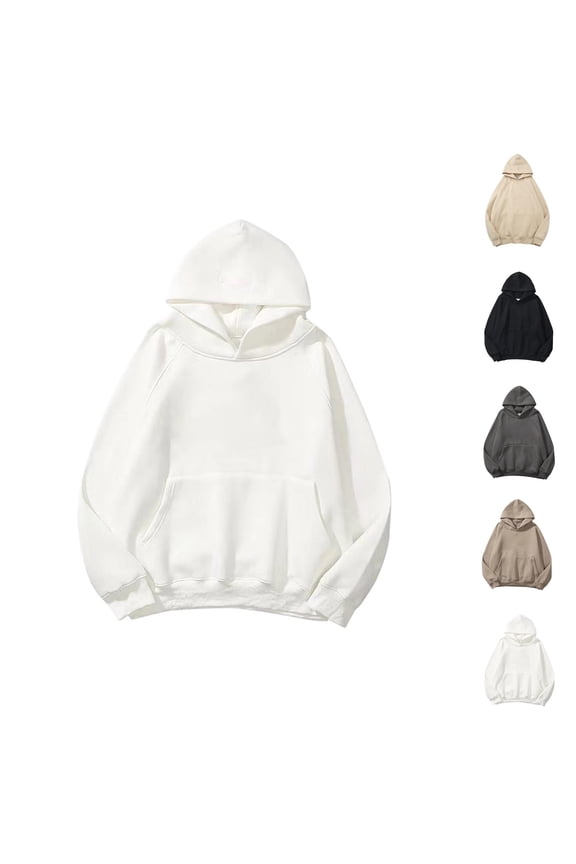 Essentials Hoodies for Women 2025 Long Sleeve Drop Shoulder Basic Hoodie with Pockets Hooded Sweatshirt Women Pullover