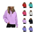 thumbnail image 1 of Essentials Hoodies for Women 2025 Long Sleeve Half Zipper Plain Hoodie with Pockets Hooded Sweatshirt Women Pullover, 1 of 6