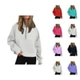 thumbnail image 1 of Essentials Hoodies for Women 2025 Long Sleeve Half Zipper Plain Hoodie with Pockets Hooded Sweatshirt Women Pullover, 1 of 6