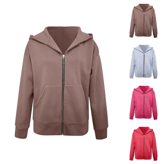 Essentials Hoodies for Women 2025 Long Sleeve Zip Up Plain Hoodie with Pockets Hooded Sweatshirt Women Jacket