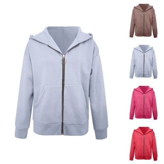 Essentials Hoodies for Women 2025 Long Sleeve Zip Up Plain Hoodie with Pockets Hooded Sweatshirt Women Jacket