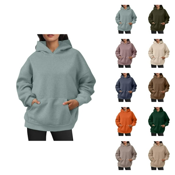 Essentials Hoodies for Women 2025 Oversized Basic Plain Hoodie with Pockets Hooded Sweatshirt Women Pullover