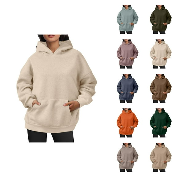 Essentials Hoodies for Women 2025 Oversized Basic Plain Hoodie with Pockets Hooded Sweatshirt Women Pullover
