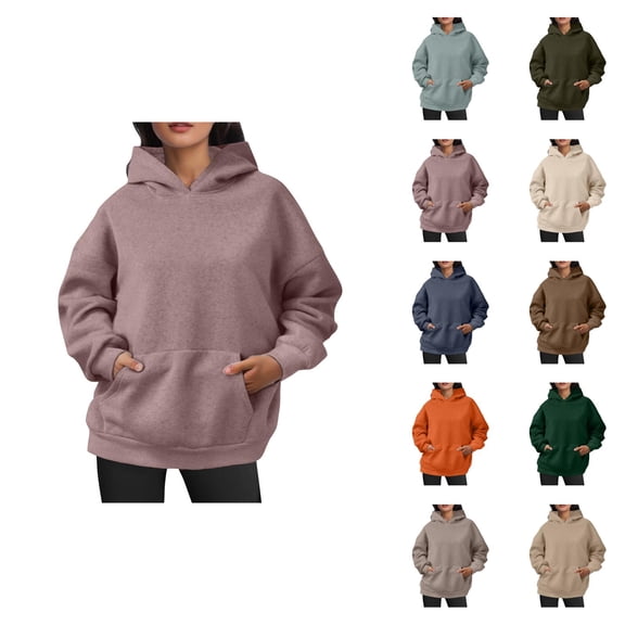 Essentials Hoodies for Women 2025 Oversized Basic Plain Hoodie with Pockets Hooded Sweatshirt Women Pullover