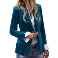 thumbnail image 1 of Essentials Jacket for Women Elegant Velvet Long Sleeve Lapel One Button Blazer Suit Slim Party Plus Size Outwears Blue, 1 of 5