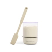 Sourdough Essentials Kit | Glass Starter Jar with Plastic Lid for Safety & Durability, in/cm Markings, & Measuring Ring Plus Silicone Mixing Spatula | Brod & Ta
