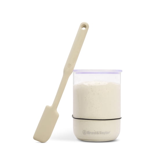 Brod & Taylor Sourdough Essentials Kit Sourdough Starter Jar with Lid and Spatula - Includes in/cm Markings and Starter Progress Measuring Ring