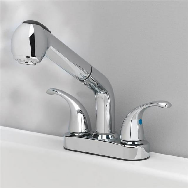Essentials Laundry Two Handle Chrome PullOut Kitchen Faucet