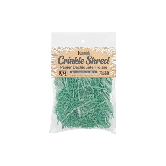 Essentials by Leisure Arts Crinkle Shred Bag, Light Green, 2oz Shredded Paper Filler, Crinkle Cut Paper Shred Filler, Box Filler, Shredded Paper for Gift Box, Paper Crinkle Filler, Box Filling