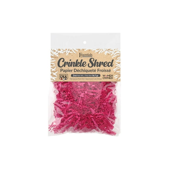 Essentials by Leisure Arts Crinkle Shred Bag, Pink, 2oz Shredded Paper Filler, Crinkle Cut Paper Shred Filler, Box Filler, Shredded Paper for Gift Box, Paper Crinkle Filler, Box Filling