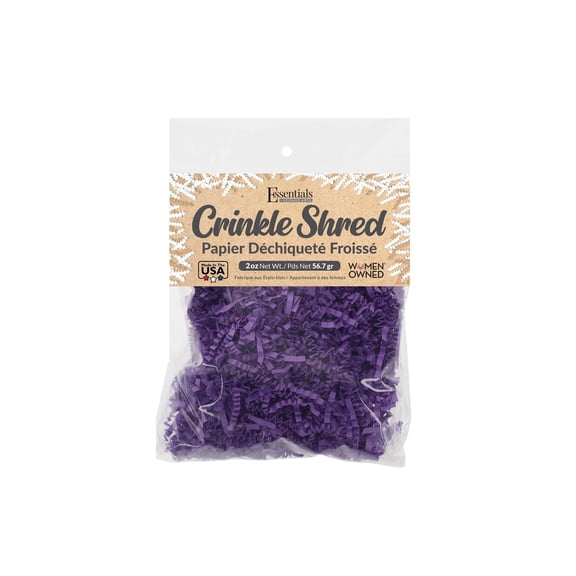 Essentials by Leisure Arts Crinkle Shred Bag, Purple, 2oz Shredded Paper Filler, Crinkle Cut Paper Shred Filler, Box Filler, Shredded Paper for Gift Box, Paper Crinkle Filler, Box Filling