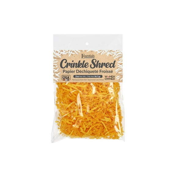 Essentials by Leisure Arts Crinkle Shred Bag, Yellow, 2oz Shredded Paper Filler, Crinkle Cut Paper Shred Filler, Box Filler, Shredded Paper for Gift Box, Paper Crinkle Filler, Box Filling