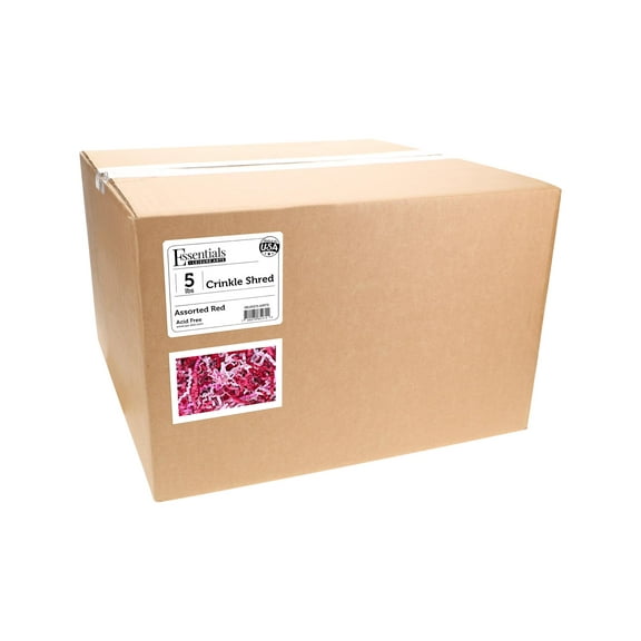 Essentials by Leisure Arts Crinkle Shred Box, Assorted Red, 5lbs Shredded Paper Filler, Crinkle Cut Paper Shred Filler, Box Filler, Shredded Paper for Gift Box, Paper Crinkle Filler, Box Filling