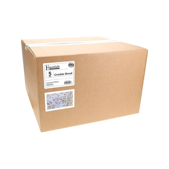Essentials by Leisure Arts Crinkle Shred Box, Assorted White, 5lbs Shredded Paper Filler, Crinkle Cut Paper Shred Filler, Box Filler, Shredded Paper for Gift Box, Paper Crinkle Filler, Box Filling