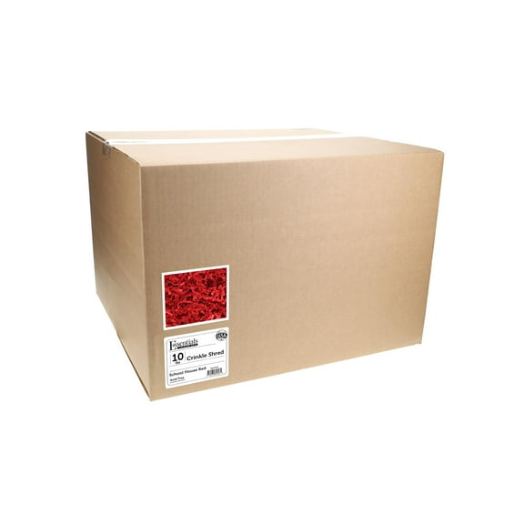 Essentials by Leisure Arts Crinkle Shred Box, School House Red, 10lbs Shredded Paper Filler, Crinkle Cut Paper Shred Filler, Box Filler, Shredded Paper for Gift Box, Paper Crinkle Filler, Box Filling