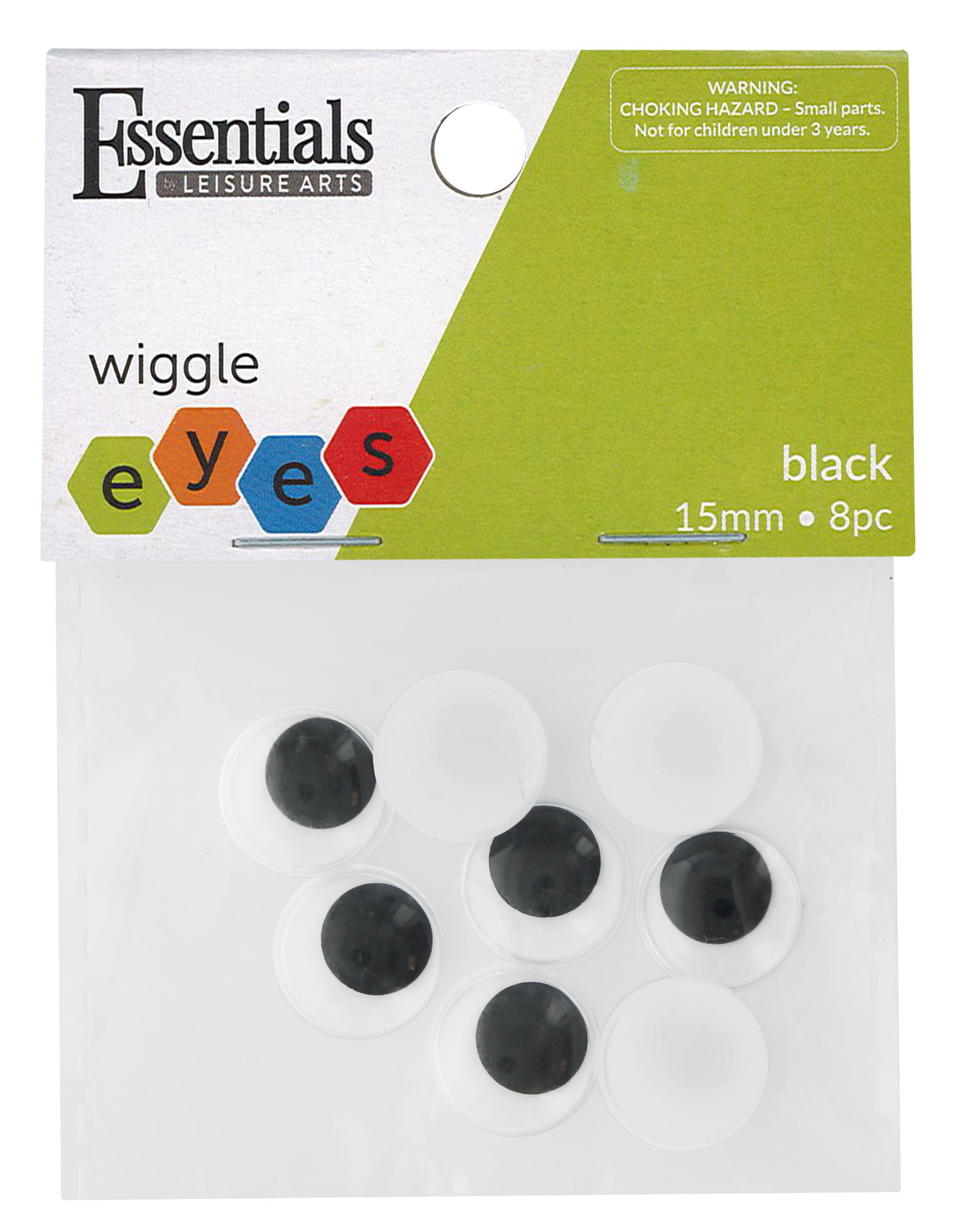 Essentials by Leisure Arts Eyes Paste On Moveable 15mm Black 8pc Googly