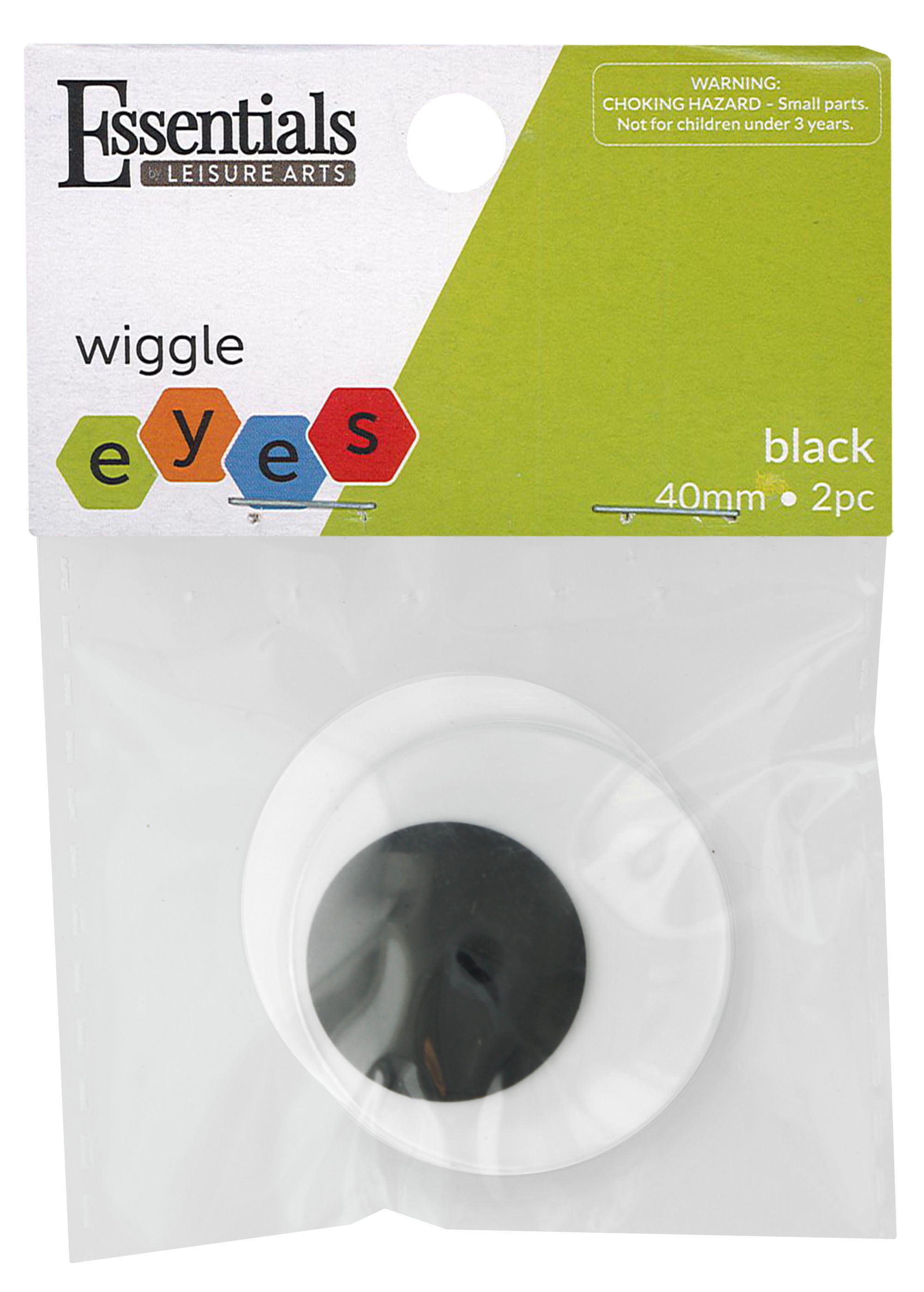 Essentials by Leisure Arts Eyes Paste On Moveable 40mm Black 2pc Googly