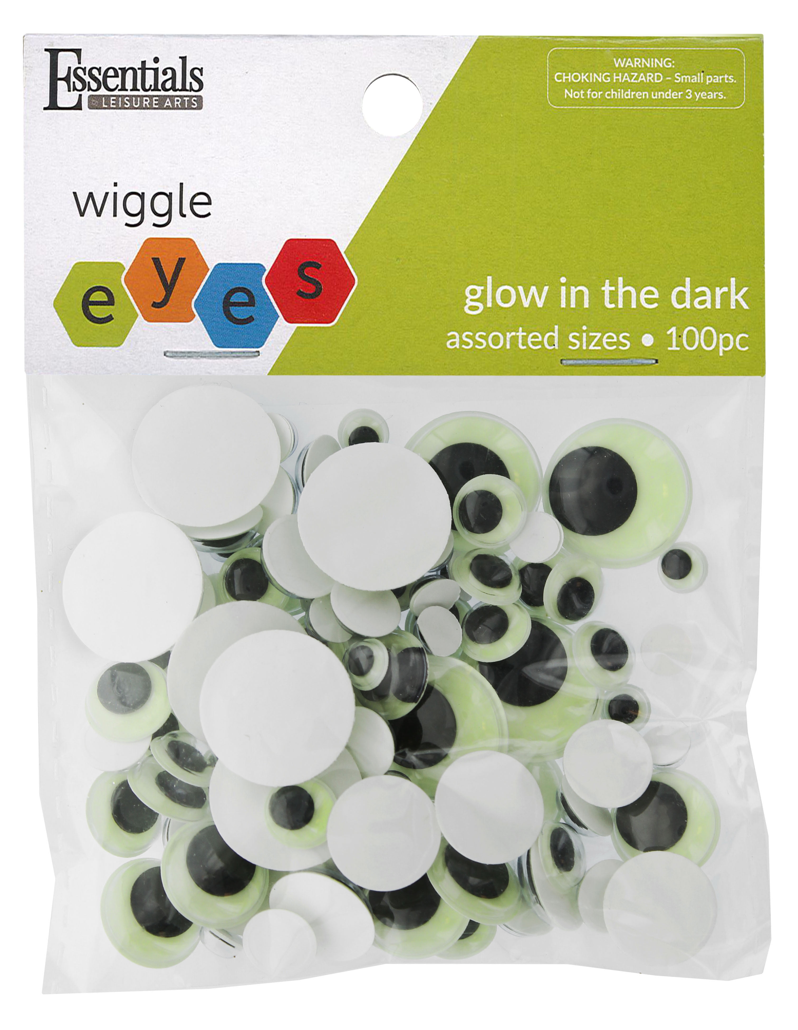 Essentials by Leisure Arts, Eye, Paste On, Moveable, Assorted, Glow in Dark, 100pc