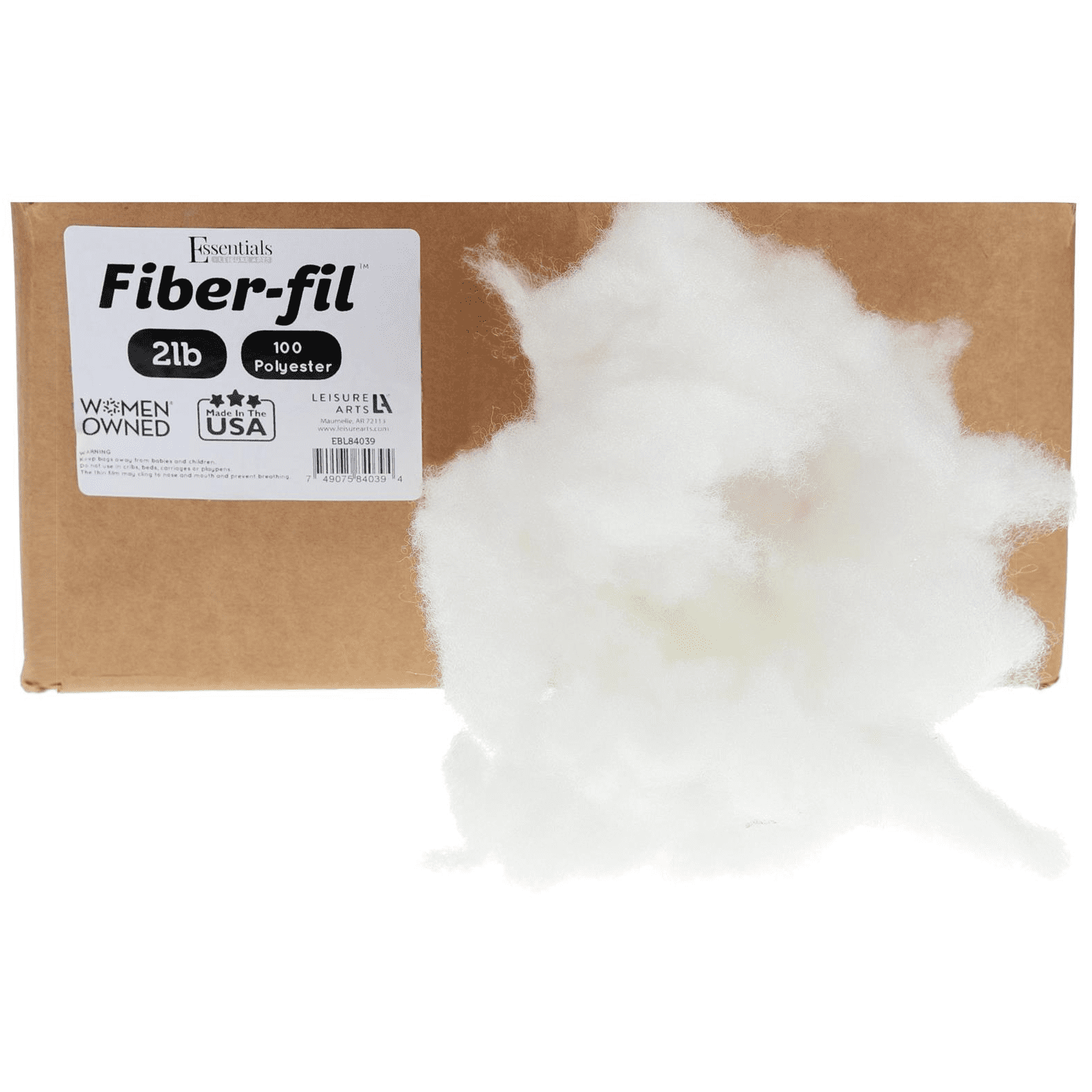Essentials by Leisure Arts Polyester Fiber-Fil, Premium Fiber-Fil Stuffing,  2lb/32oz Box, High Resilience Polyfill for filling Stuffed Animals