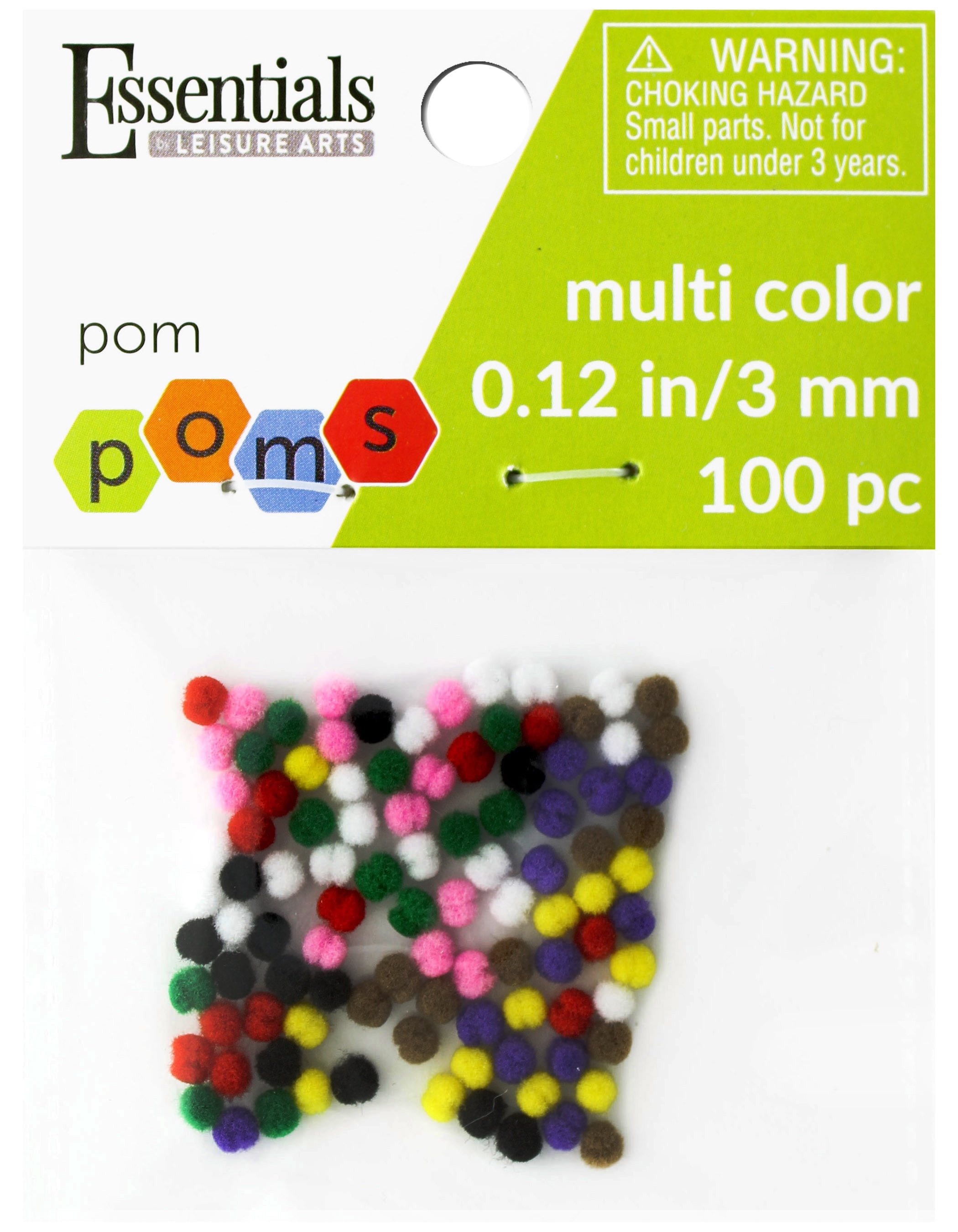 Essentials by Leisure Arts Pom Poms - Red - 3mm - 100 piece pom poms arts  and crafts - red pompoms for crafts - craft pom poms - puff balls for crafts  