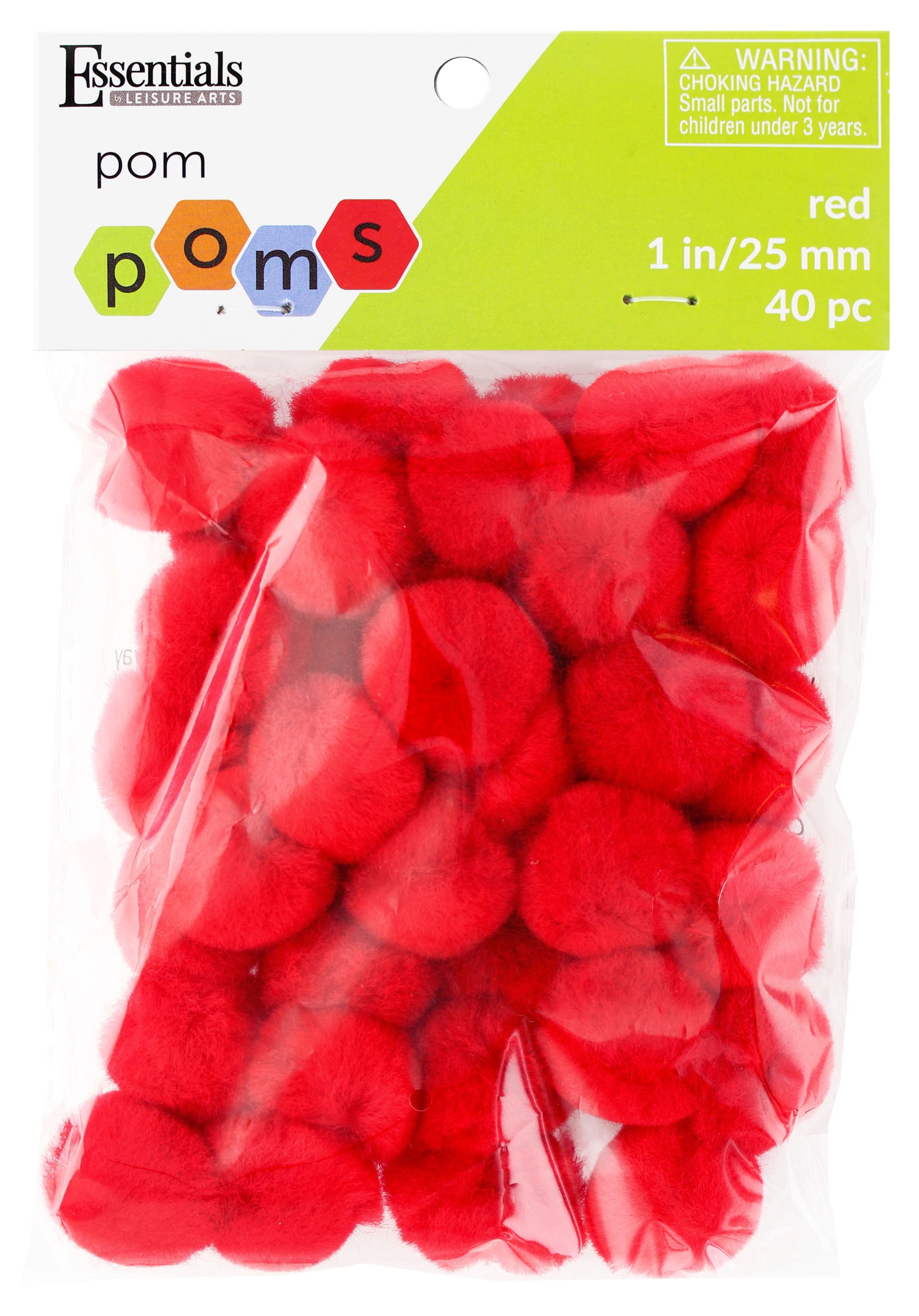 Essentials by Leisure Arts Pom Poms - Red -10mm - 100 piece pom