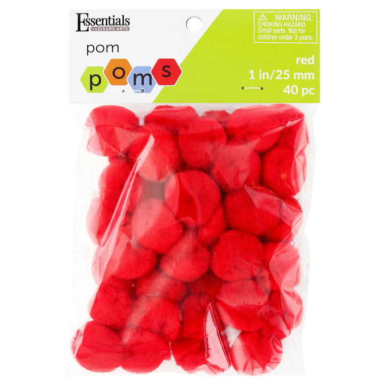 Essentials by Leisure Pom Pom 1 inch Red 40pc