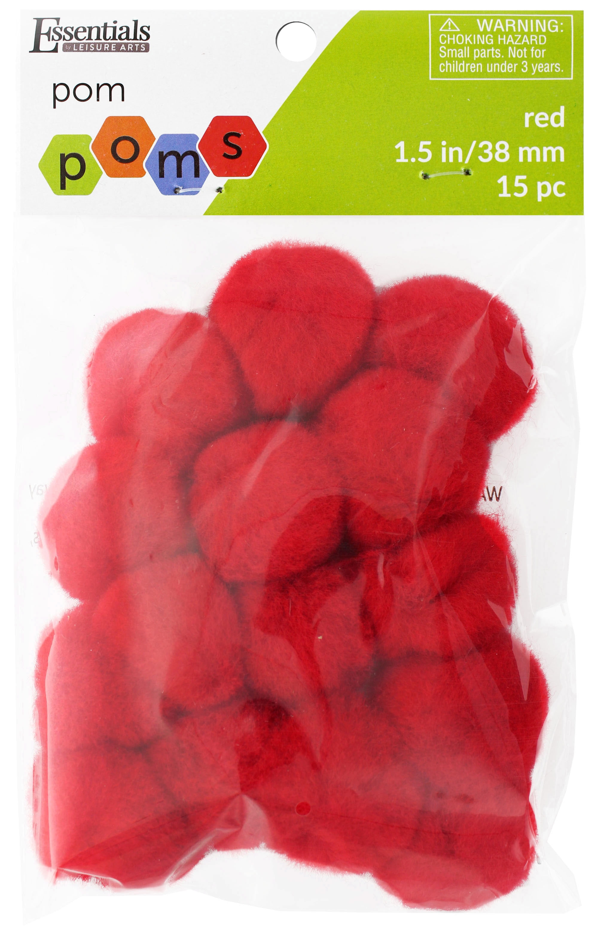 1.5 inch Red Craft Pom Poms 50 Pieces, Size: 0.5