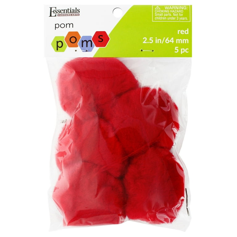 Essentials by Leisure Arts Pom Poms - Red - 3/4 - 45 piece pom poms arts  and crafts - colored pompoms for crafts - craft pom poms - puff balls for  crafts