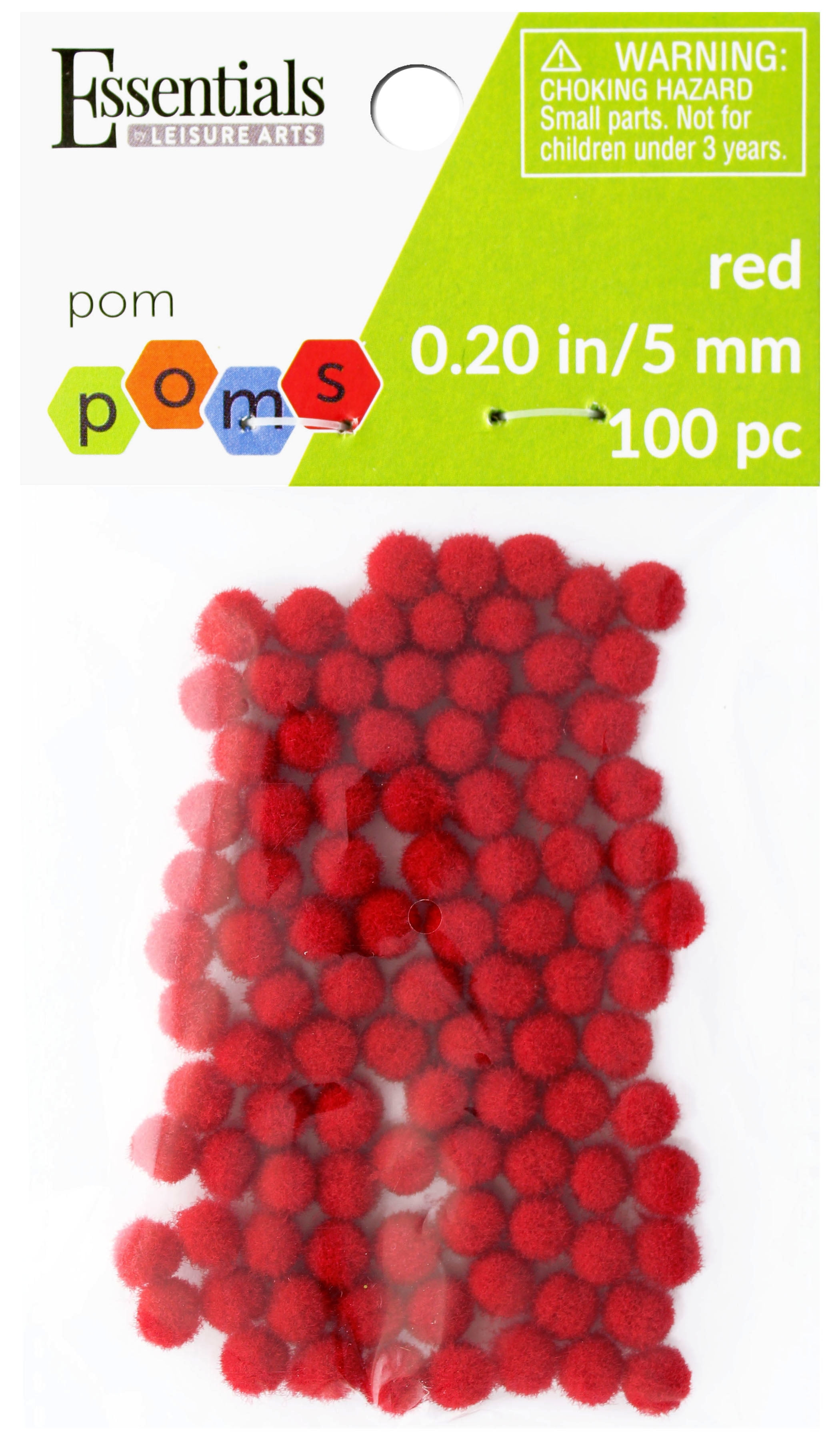 Essentials Pom Poms - Red - 10mm - 100 Piece