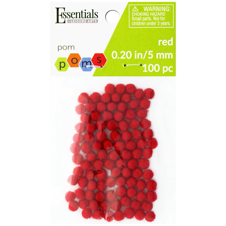Essentials Pom Poms - Red - .5-inch - 100 Piece