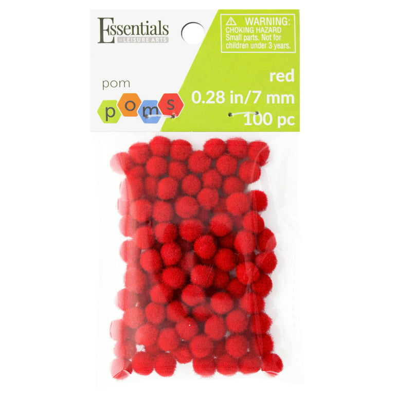 Acrylic Pom Poms, solid Color, 1.0-inch (25mm), 100-pc, Dark Red