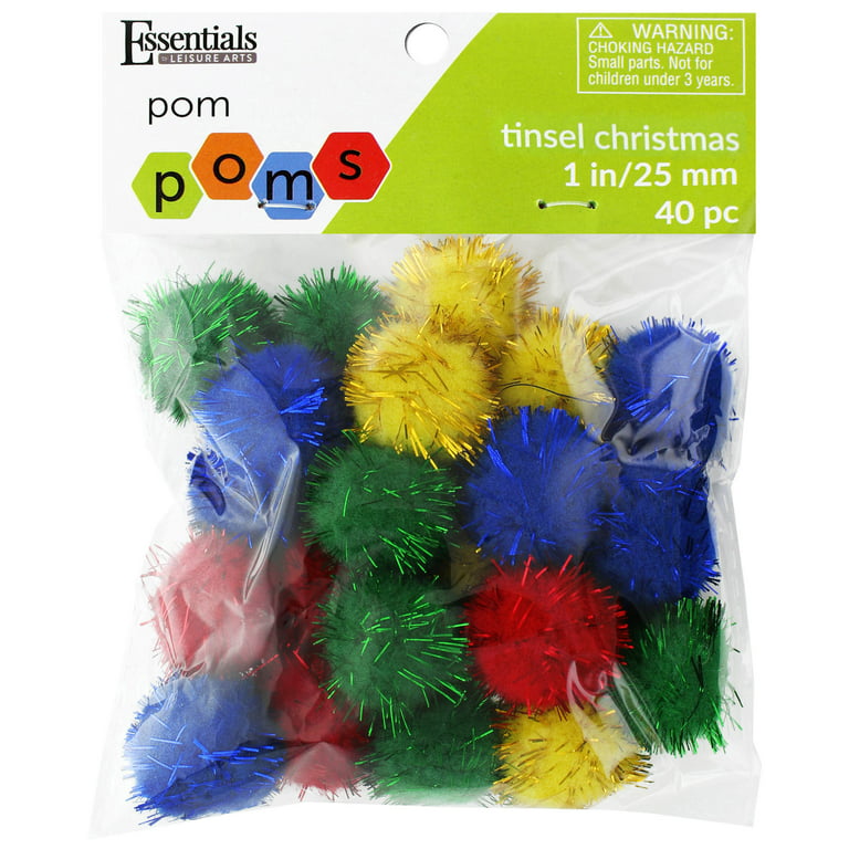 Essentials by Leisure Pom Pom 1 inch Tinsel Christmas 24pc, Other