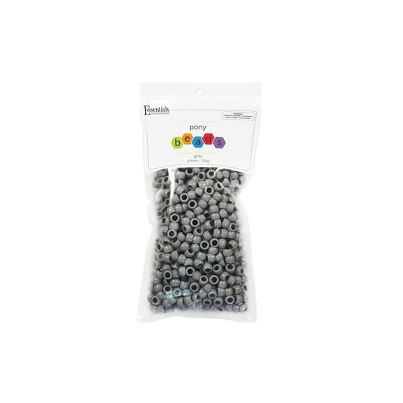 Essentials by Leisure Arts Pony Beads, 6x9mm, Neutral Grey, 750pc  Bracelet Making Kit for Jewelry and Kandi Crafts  Bulk Craft Beads for Friendship Bracelets and DIY Projects