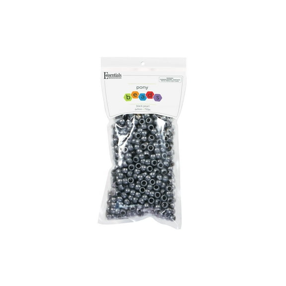 Essentials by Leisure Arts Pony Beads, 6x9mm, Pastel Pearl Black, 750pc – Bracelet Making Kit for Jewelry and Kandi Crafts – Bulk Craft Beads for Friendship Bracelets and DIY Projects