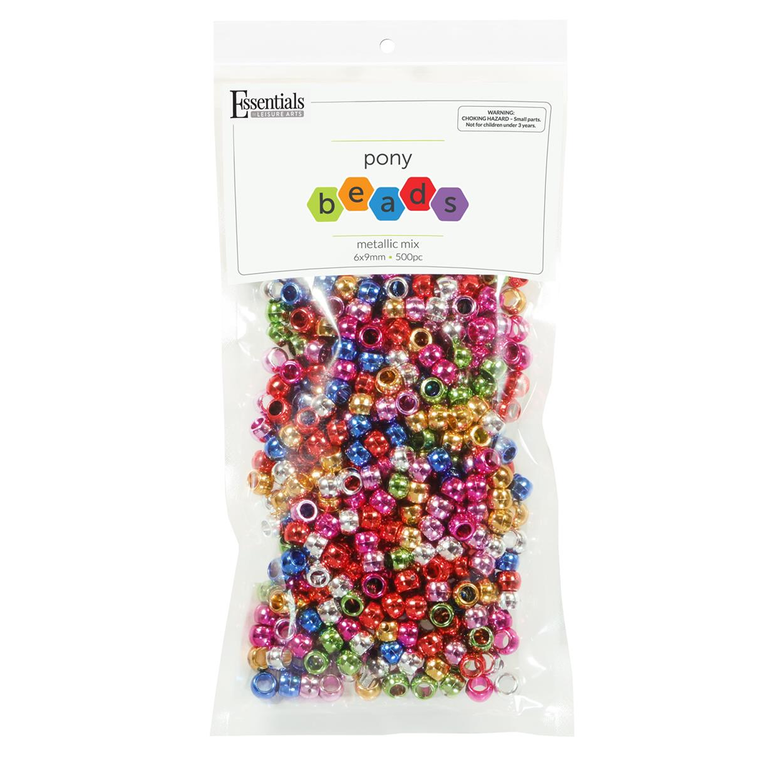 Neon Multi-color Craft Pony Beads 6 x 9mm, 500 beads Bulk