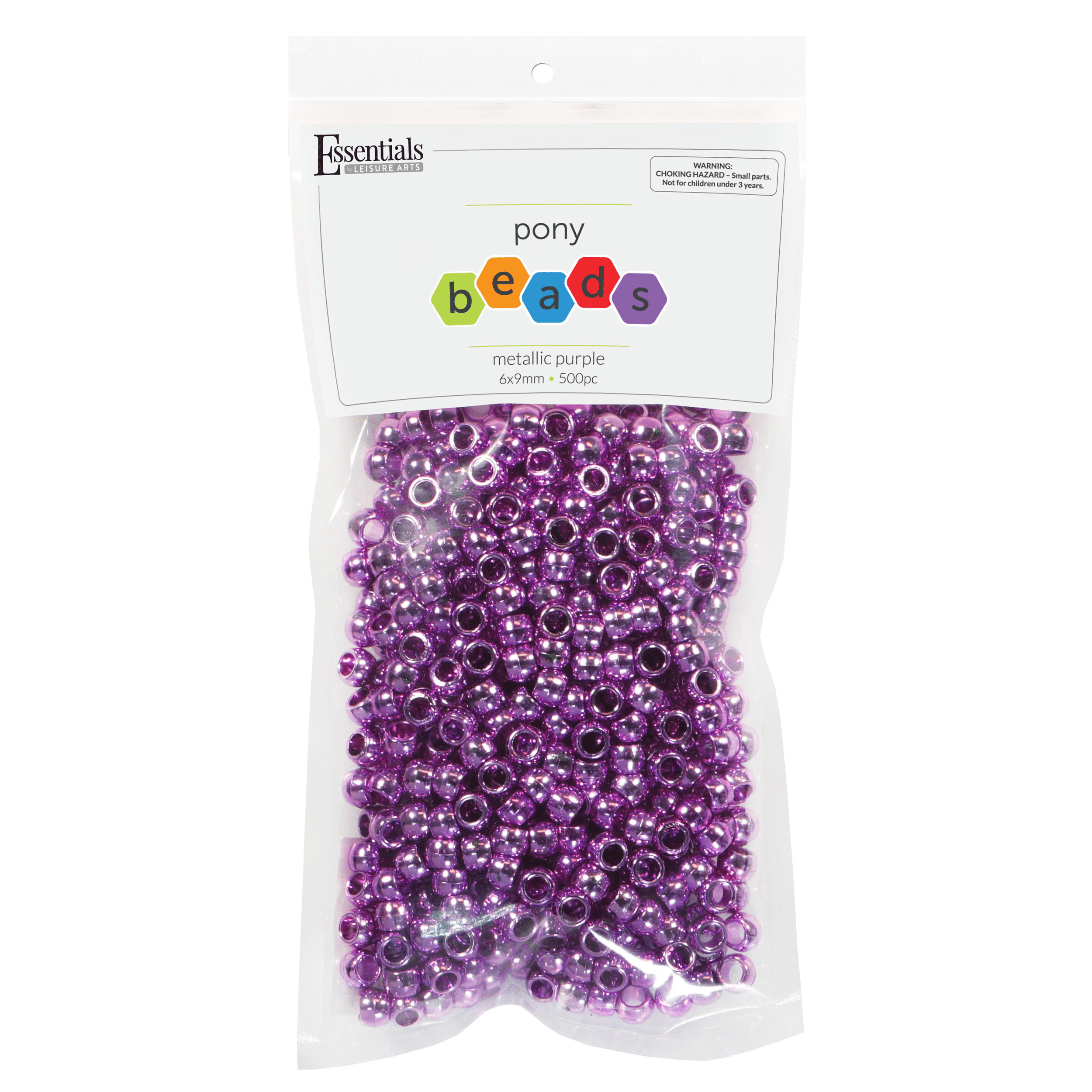 White Plastic Pony Beads Value Pack, 6mm x 8mm, 500 Pieces