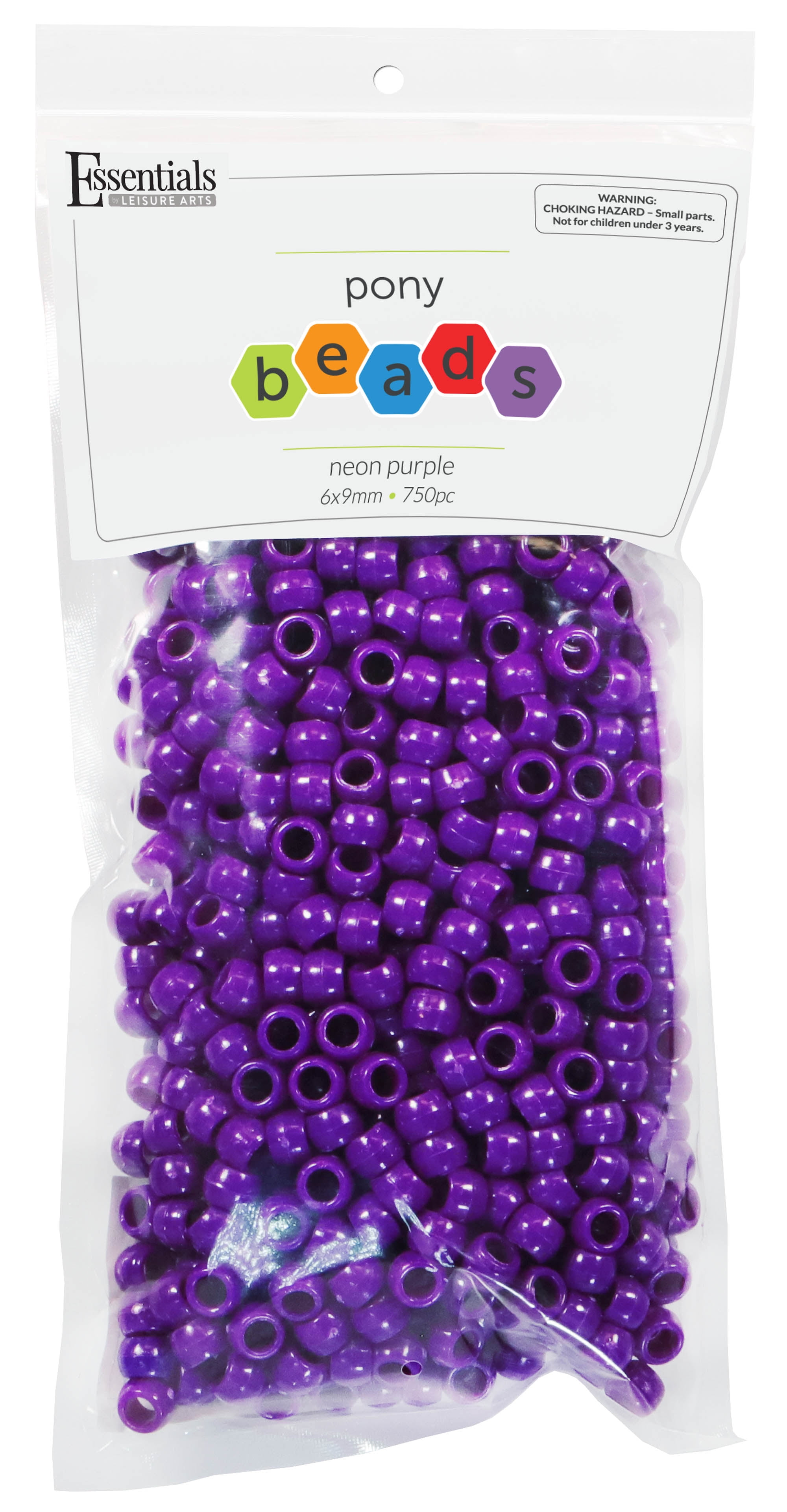 Essentials by Leisure Arts Pony Bead 6mm x 9mm Purple Opaque