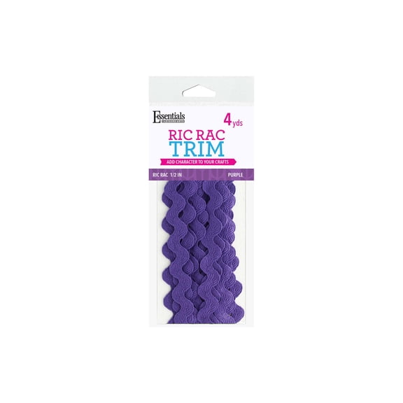 Essentials By Leisure Arts Ric Rac 1/2" 4 Yards Purple - Rick Rack Trim For Sewing - Wavy Ric Rac Trim For Sewing And Crafts Ribbon Rick Rack