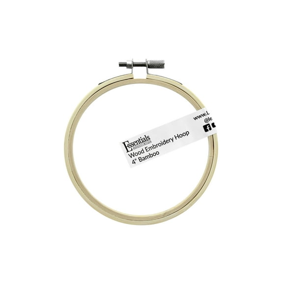 Essentials By Leisure Arts Wood Embroidery Hoop 4" Bamboo - Wooden Hoops For Crafts - Embroidery Hoop Holder Cross Stitch Cross Stitch Hoops And Frames